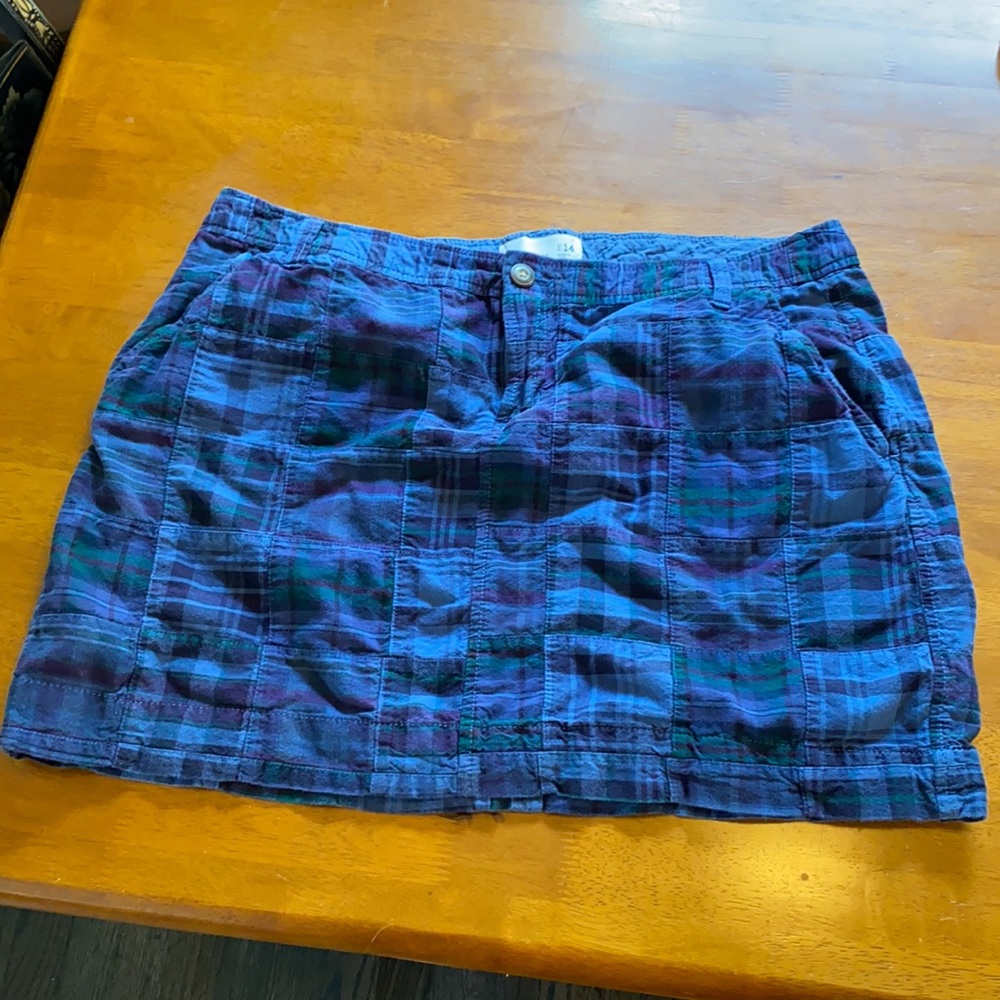 Old Navy Blue Purple Plaid Skirt 14 EUC